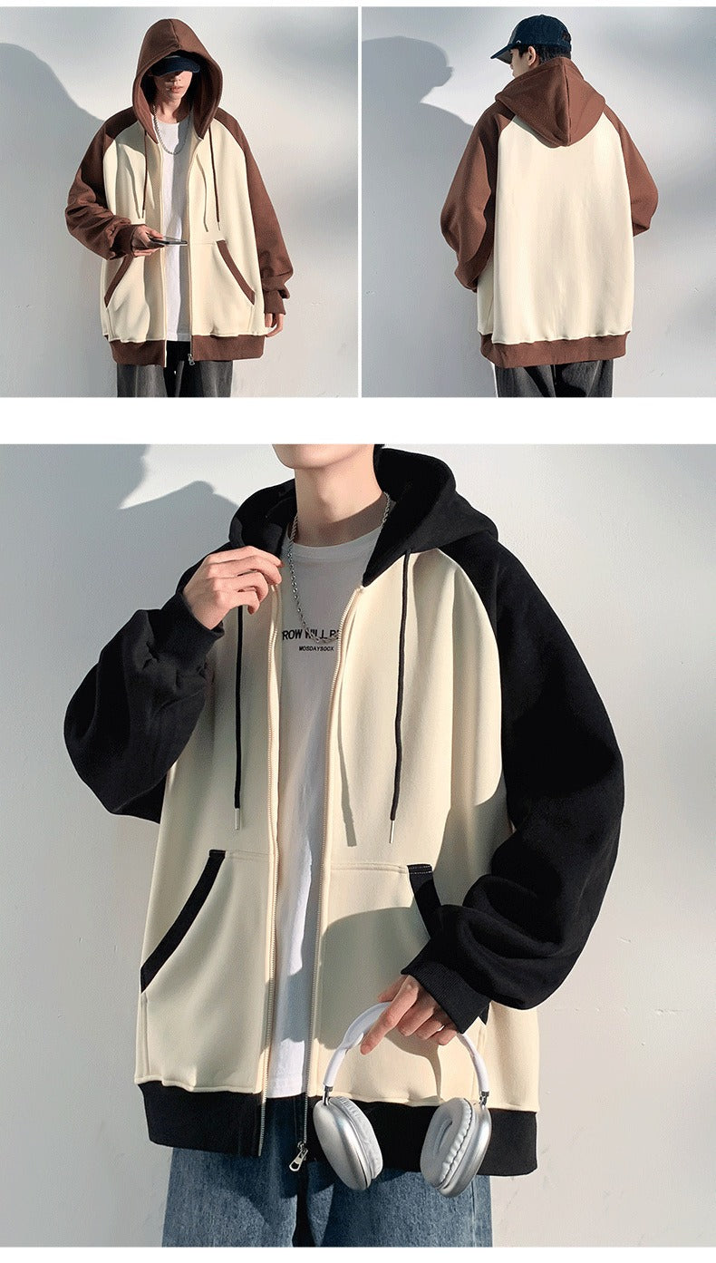 Men’s Casual Zipper Cardigan Jacket Woven Sports Hoodie Sweatshirt | JQN-3243