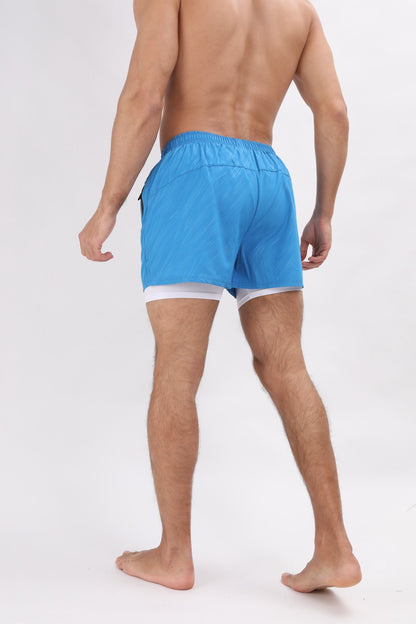 Men Summer Polyester 2 in 1 Quick Dry Short Joggers Workout Running Gym Shorts | DK-903