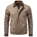 Men's Suede-Look Fleece Jacket | 2026 Winter Business Casual Zip-Up Coat | Khaki Stand Collar Outerwear | JK5022