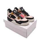 AJ4 Suede Grey High-Top Basketball Sneakers Unisex Cushioned Retro Trainers with Glow Sole & Toon Design
