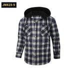 Chic Color Block Men's Plaid Pattern Hooded Long Sleeve Shirt Jacket With Drawstring And Pocket Spring Fall Outwear
