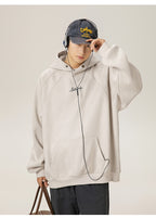 Unisex Heavy Suede Hooded Sweatshirt Retro American Style for Autumn & Winter Loose Fit Hoodie | L3848