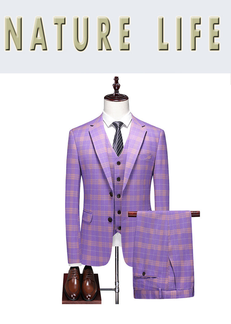 Men's Slim Fit Wedding Suit Three-Piece Set | Modern Groom Business Suit | Fashion Business Banquet Blazer | 6920