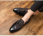 Men's Vintage Slip On Tassel Loafer Shoes Comfy Non Slip Rubber Sole Casual Dress Shoes | 1109-58