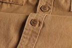 Vintage Workwear Double Pocket Shirt Retro Casual Classic Shirt Top for Men | V38