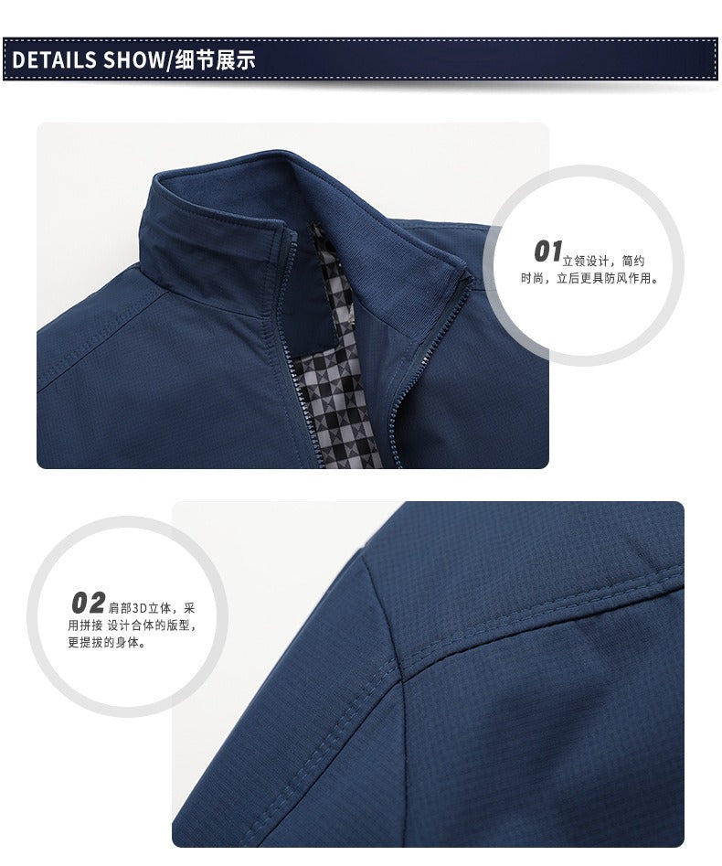 Men Solid Color Zipper Jackets Stand Collar Casual Outwear Tops Coat Jacket | S1268