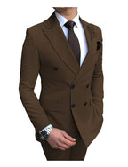 Men's 2 Pieces Suit Double Breasted Notch Lapel Flat Smart Fit Casual Tuxedos Wedding & Events Suits(Blazer+ Pants) | 9/7