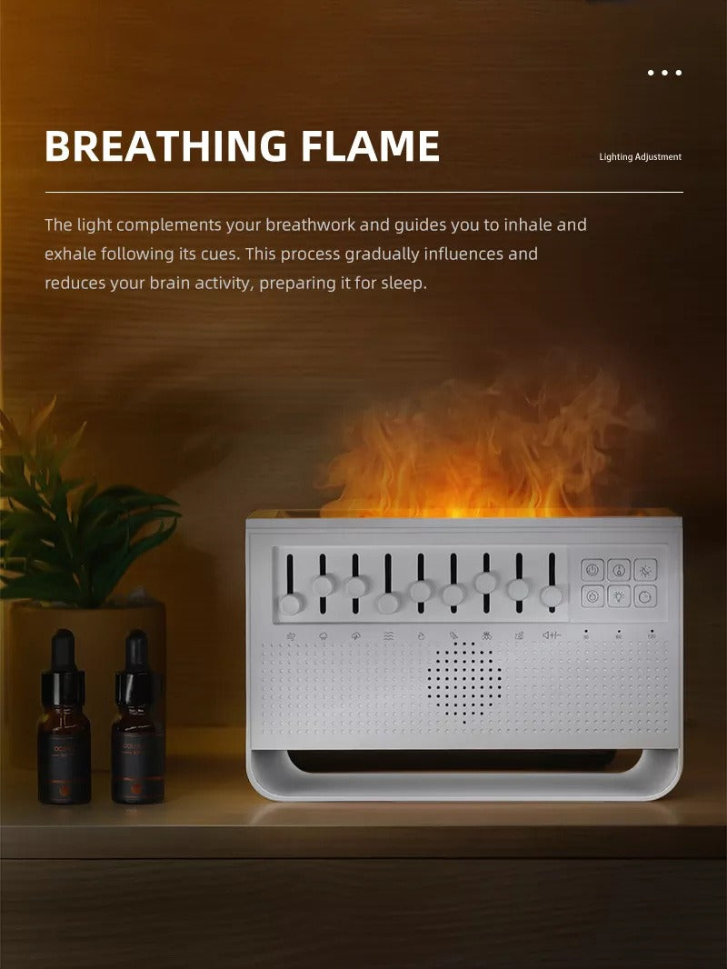 New Fancy Design 200ml Baby Care Sleeping Simulation 3d Fire Lamp Flame White Noise USB Music Essential Oil Diffuser | VR-WN03
