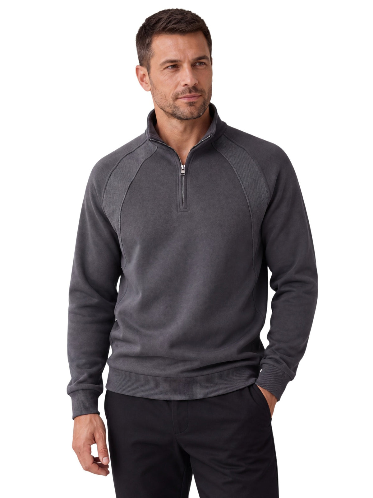 Men's Half-Zip Stand Collar Sweatshirt | 2026 Autumn Casual Pullover with Raglan Sleeves | Soft Cotton-Blend Fleece Top | HD3046