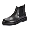 TELUOLU Men's Chelsea Boots | Genuine Leather High-Top Chukka Boots | British Retro Chunky Heel Ankle Boots | T93703