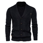 Men’s V-Neck Color-Trim Knit Cardigan – Casual Loose-Fit Buttoned Sweater for Autumn | SW199