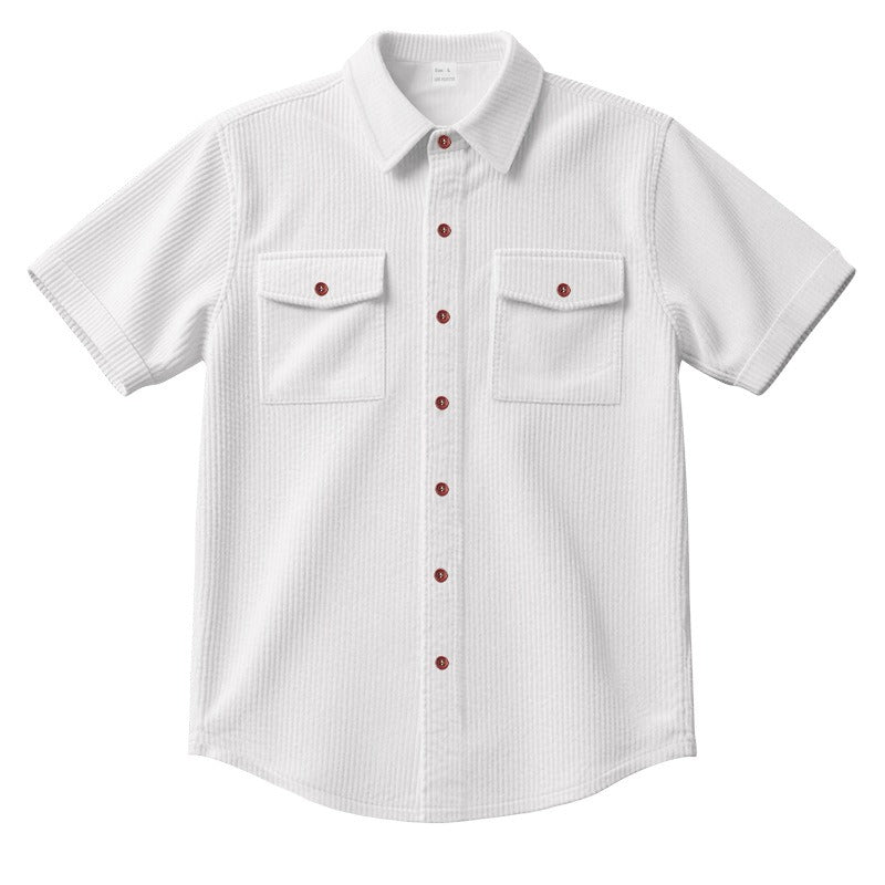Men's Heavyweight Corduroy-Texture Work Shirt - 2025 Summer Relaxed Fit Casual Top | YH-OB20