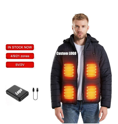 Winter Heated Down Jacket Veste Chauffante Rechargeable Battery USB Electric Heated Hooded Smart Jacket | M09