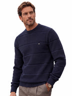 Men's Crew Neck Knit Sweater | 2026 Autumn Business Casual Pullover | Warm Cotton-Blend Jacquard Jumper | SW248