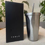 Tesla Double Wall Stainless Steel Straw Tumbler | 304 Inner Vacuum Insulated Coffee Cup with Lid | Customizable Gift & Promo Mug | 206