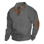 Men's Stand Collar Jacquard Knit Sweater Lightweight Long Sleeve Casual Pullover for Spring & Autumn | DF-4