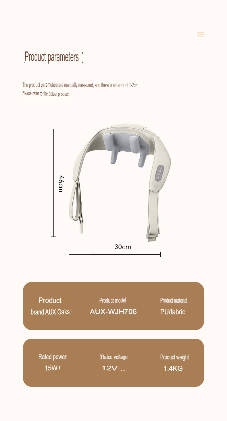Neck Massager Kneading With Heat Rechargeable Cordless Electric Massage Pillow Deep Tissue Massage