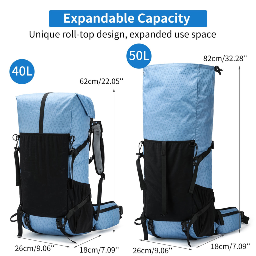 Royal Mountain 40L+10 Roll-Top Backpack – Expandable Hiking Rucksack UK | 1316