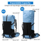 Royal Mountain 40L+10 Roll-Top Backpack – Expandable Hiking Rucksack UK | 1316