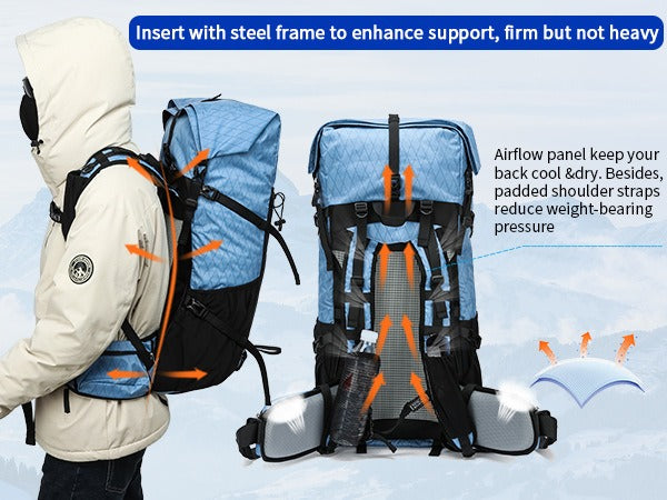 Royal Mountain 40L+10 Roll-Top Backpack – Expandable Hiking Rucksack UK | 1316