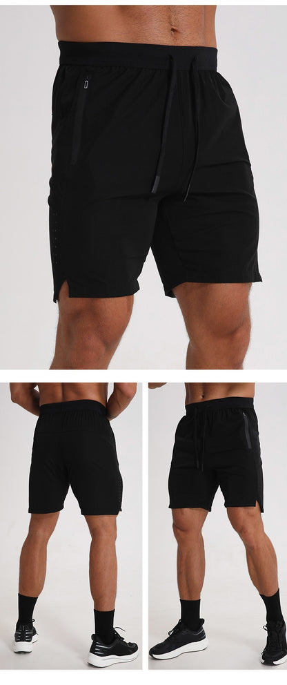 Short de course pour homme avec poches zippées et fentes latérales, short de sport respirant | K04 