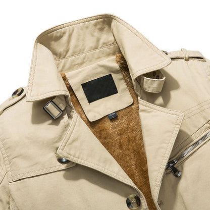 Men's Jacket Warm Winter Trench Coat Business Casual Smart Button Windbreaker Blazer