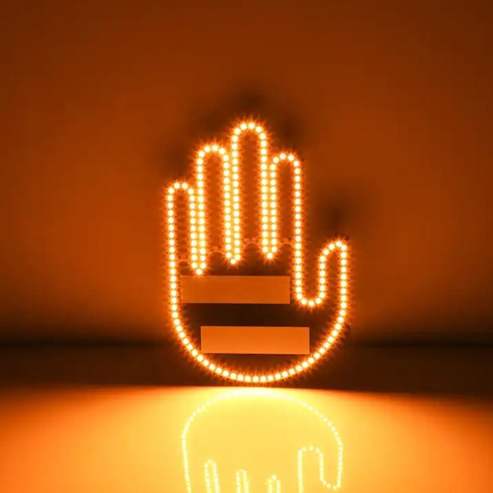 Car Finger Light with Remote Gesture Light Auto Amber Middle Finger Warning Brake Light