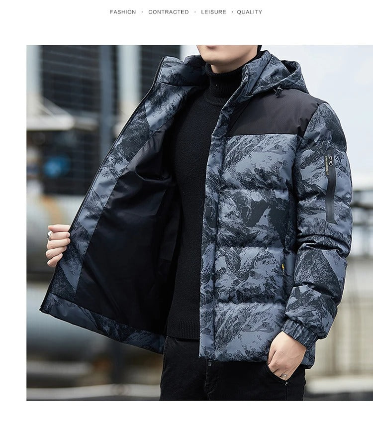 Doudoune à capuche pour homme, manteau décontracté, camouflage, parka d'hiver épaisse | 2308 