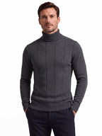 Men's High Turtleneck Knit Sweater | 2026 Winter Thick Warm Slim Fit Pullover | Soft Viscose Blend Jumper | HIGH005
