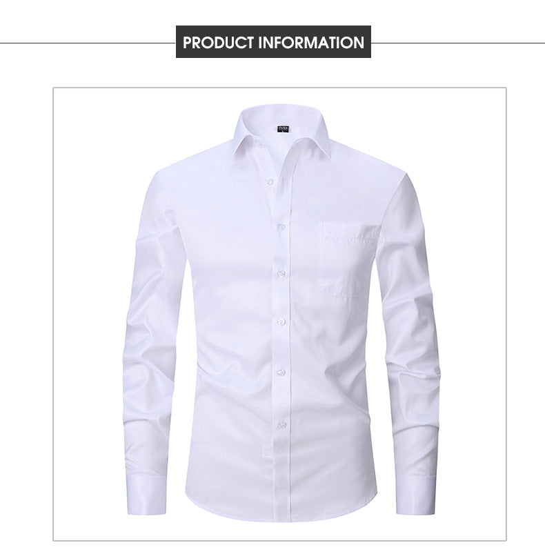 Men's Long Sleeve Shirt Striped Business Solid Color Work Formal Casual Shirt | FS05