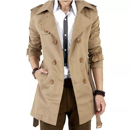 Trench-coat croisé slim d'hiver pour homme, veste longue, pardessus, vêtements d'extérieur | 1002 