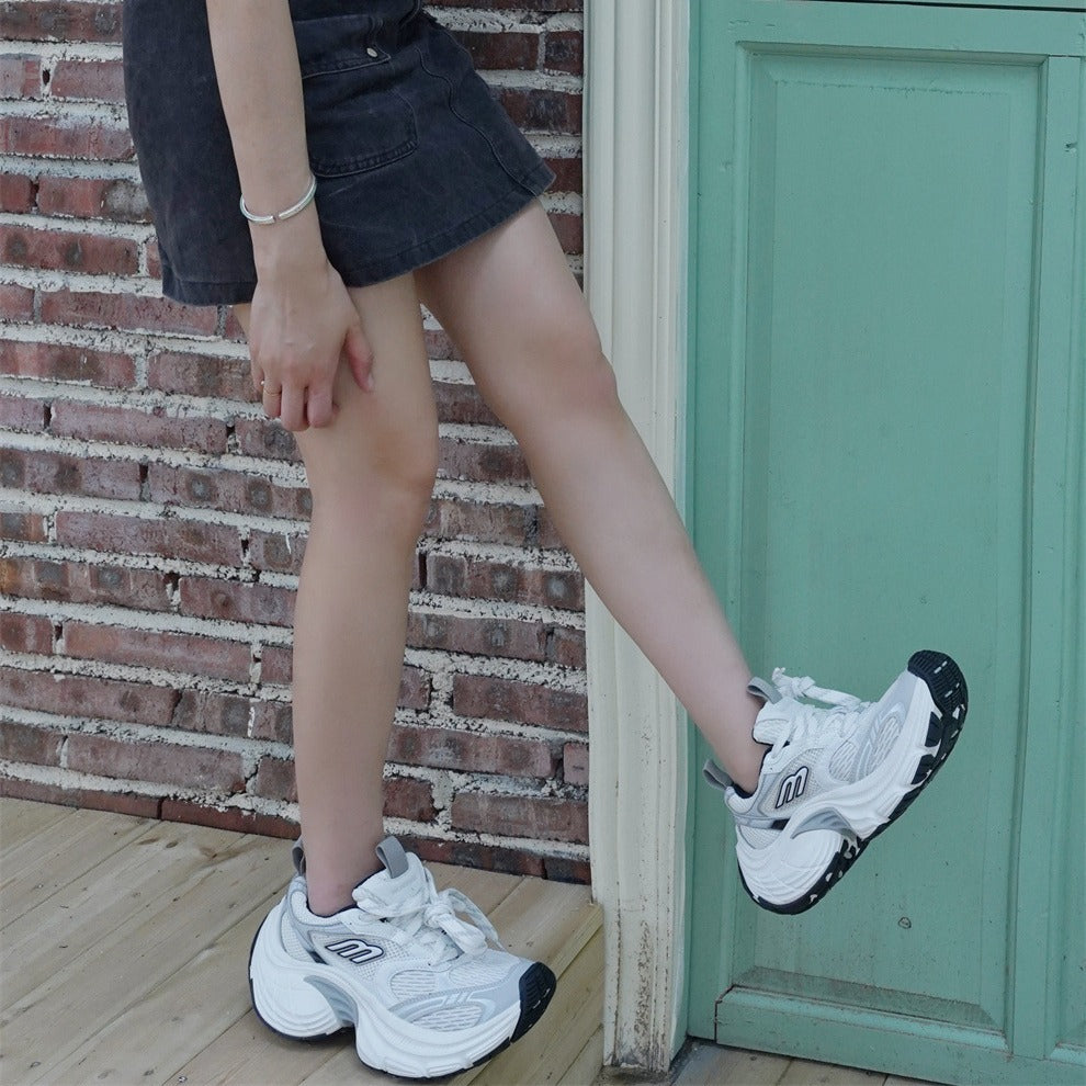 Paris 13th 10XL Distressed Dad Sneakers | Unisex Chunky Platform Trainers with Extreme Height Boost | Retro Mesh Casual Footwear | 10XL