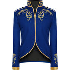 Medieval Royal Prince Jacket | Gold Embroidered Stand Collar Coat | Halloween Noble Cosplay Costume for Men & Women