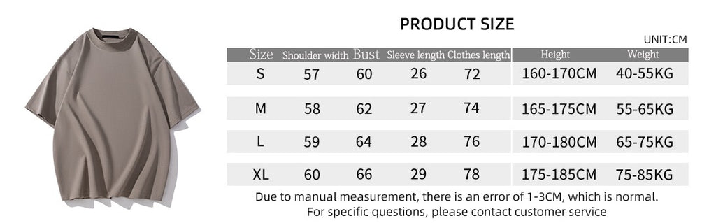 Men’s Heavyweight Cotton T-Shirt – Summer Casual Loose Fit, Solid Color Short Sleeve | BT1014
