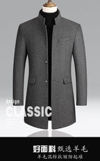 Men's Classic Woolen Jacket Coat Thick Mid-Long Trench Premium Wool & Blends Coat | 2811