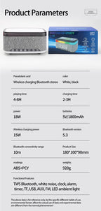 6 in 1 Alarm Clock Radio Wireless Charging Station with Bluetooth Audio & More | S01