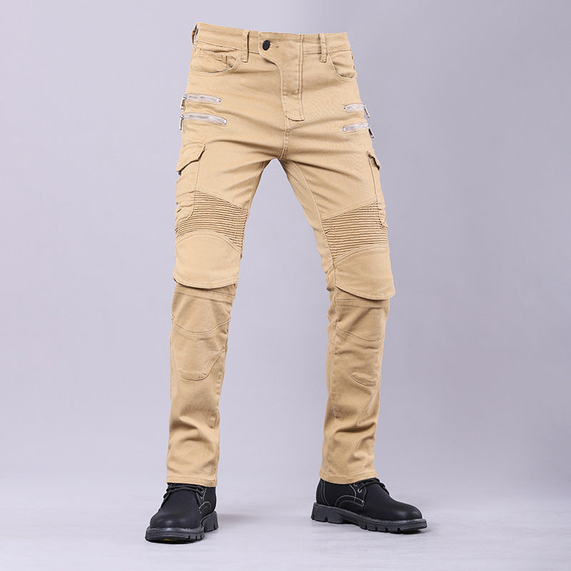 MOTOJSMT Motorcycle Riding Jeans | Casual Cargo Pants with Protective Armor | Zipper Pocket Racing Trousers for Summer | MOTOJSMT
