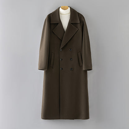 Ekeweer Longline 100% Wool Coat for Tall Men | Double-Faced Wool Overcoat | Handcrafted Fall & Winter Long Trench Coat | 86765