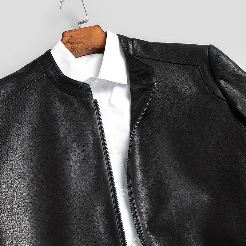 Men’s Genuine Cowhide Leather Jacket | Reversible Fur-Lined Mid-Length Coat | Business Casual Winter Outerwear | 8803