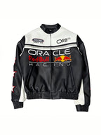 Polaris F1 Racing Jacket | Full Embroidered Premium PU Leather Coat | Unisex Moto Streetwear for Autumn & Winter