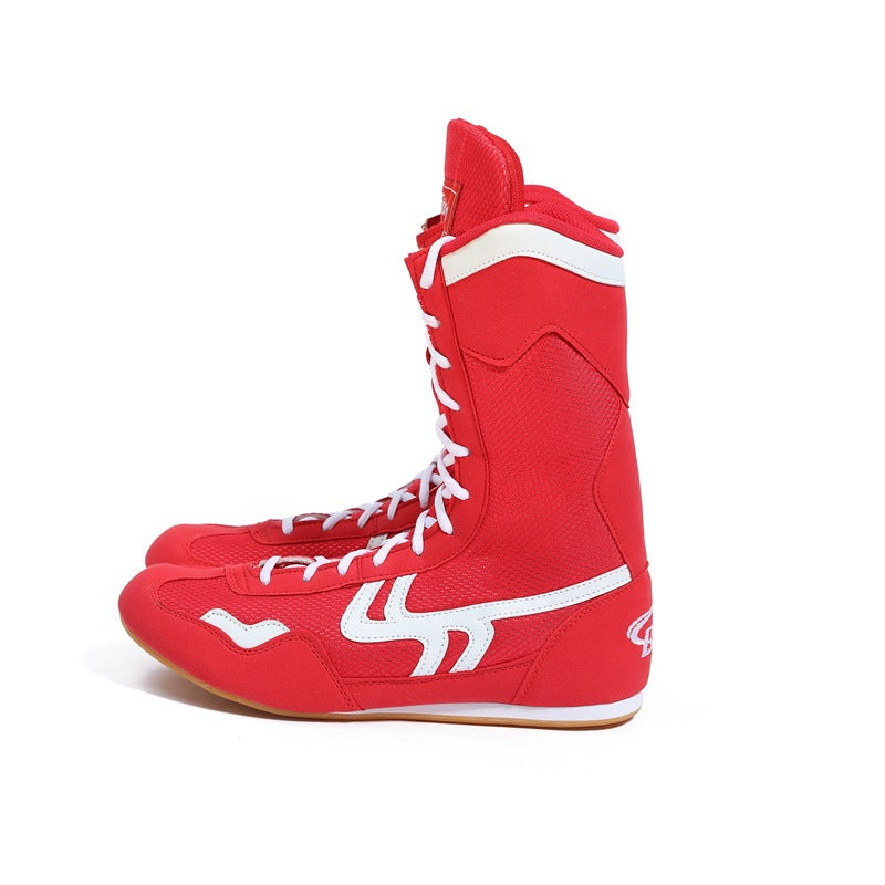 Professional Boxing Training Shoes | High-Top Competition Fight Shoes with Gum Rubber Sole Martial Arts Footwear | Fight001