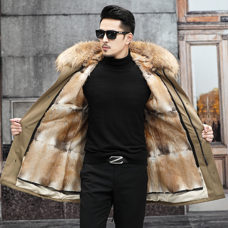 Snow Lotus Men's Mink Fur Parka 2025 Winter Detachable Mink Lining Long Coat Luxury Slim-Fit Fur-Trimmed Jacket | 215