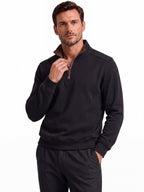 Men's Half-Zip Stand Collar Sweatshirt 2026 Autumn Business Casual Pullover | Slim Fit Cotton-Blend Fleece Top