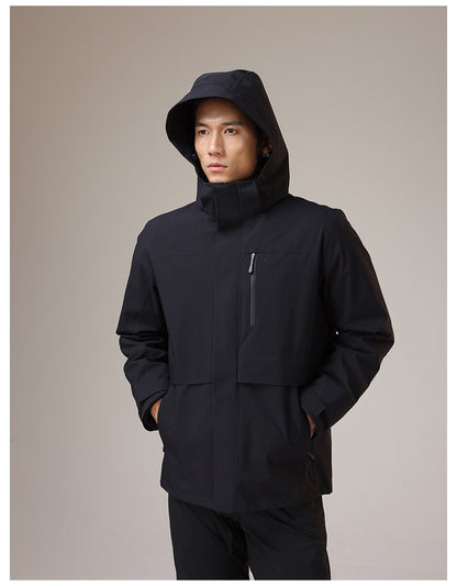 Dixiang Men's 3-in-1 Waterproof Hiking Jacket | 8000mm Seam-Taped Shell with White Goose Down Inner Layer | All-Season Outdoor Coat | J24688