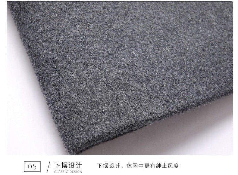 Men's Detachable Hooded Wool Jacket Windproof Mid-Length Coat Casual Thick Trench Coat | 1909-3