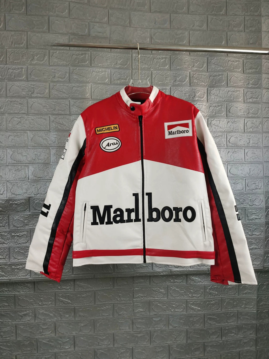 F1 Premium PU Leather Racing Jacket Embroidered Moto Biker Coat for Men Vintage Retro Motorcycle Casual Blazer
