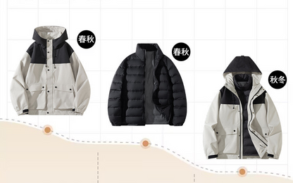 Senbo All-Weather 3-in-1 Waterproof Jacket | 5000mm Breathable Trekking Coat with Detachable Down Layer | Unisex Outdoor Protection | 8316