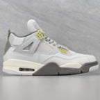 AJ4 Suede Grey High-Top Basketball Sneakers Unisex Cushioned Retro Trainers with Glow Sole & Toon Design