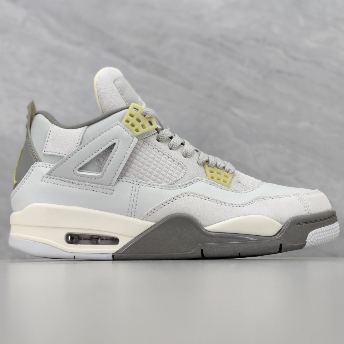 AJ4 Suede Grey High-Top Basketball Sneakers Unisex Cushioned Retro Trainers with Glow Sole & Toon Design