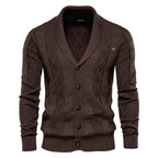 Men’s V-Neck Color-Trim Knit Cardigan – Casual Loose-Fit Buttoned Sweater for Autumn | SW199